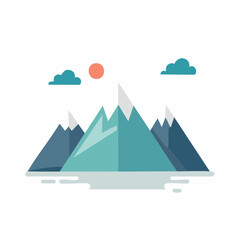 Obraz premium Flat Design Mountain Landscape with Sun and Clouds