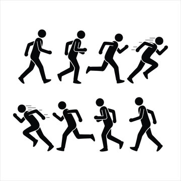 Black silhouettes of people running