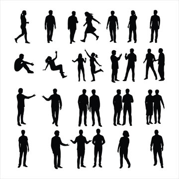 Black silhouettes of people in various poses