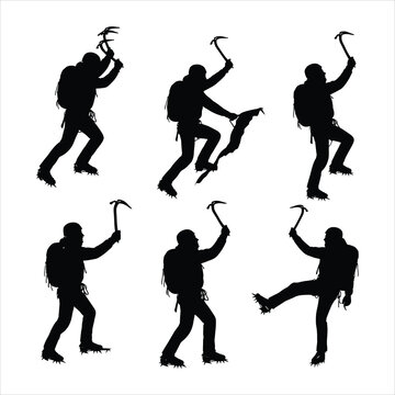 Silhouette of a climber with pickaxe