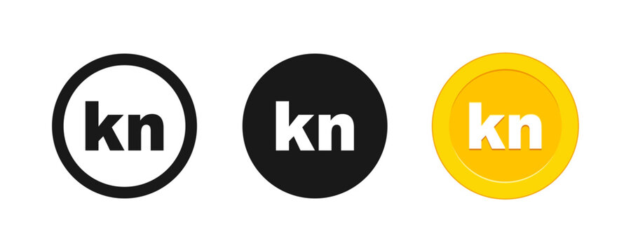 Croatian Kuna Currency Symbol Icon Set, Financial Coin Symbol Isolated Vector Illustration