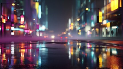 Fototapeta premium City street reflection night scene