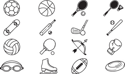 Sports icons vector set line art © Tawhid