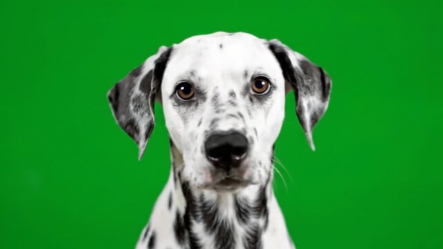 Dalmatian Dog Portrait on Green Screen, 4K 60fps Chroma Key Stock Footage
