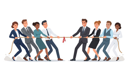 Fototapeta premium Business people tug of war competition vector illustration isolated on white background
