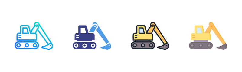 Naklejka premium Excavator Icon Set Multiple Style Collection