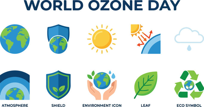World Ozone Day illustration celebrating environmental protection and the Earth's atmosphere
