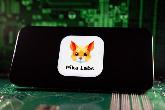Close up of Pika Labs logo on smartphone screen with motherboard background. Toronto, Canada - June 11, 2026.