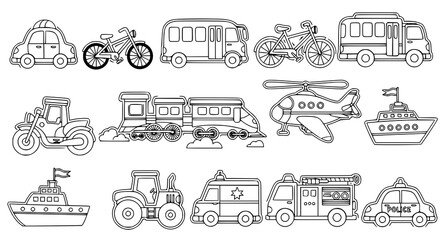 Transportation vehicles line drawings © Chadni
