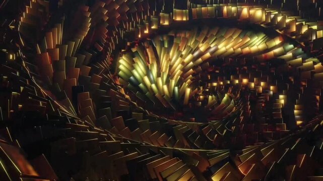 A stunning 3D abstract loop animation featuring a giant, dynamically moving spiral vortex.
