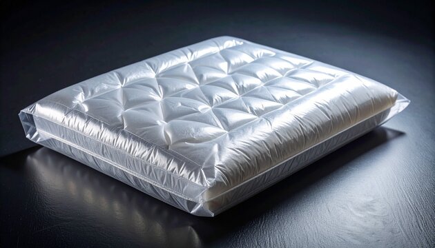Transparent inflated air cushion on neutral surface, symbolizing protective packaging, lightweight design, and modern shipping material functionality.