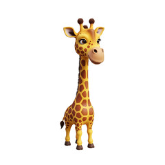 Obraz premium Cute Cartoon Giraffe Isolated On White Background With Smooth Rendering And Soft Lighting Detail