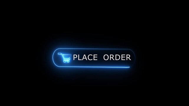 Place order button icon animation. place order button invites immediate browsing. place order button prompts quick action. e-commerce websites and advertisement promotions 4K Video.