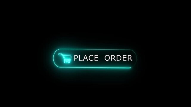 Place order button icon animation. place order button invites immediate browsing. place order button prompts quick action. e-commerce websites and advertisement promotions 4K Video.