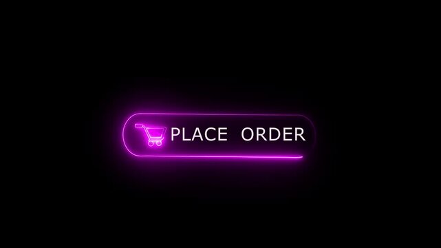 Place order button icon animation. place order button invites immediate browsing. place order button prompts quick action. e-commerce websites and advertisement promotions 4K Video.