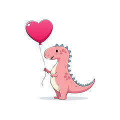 Naklejka premium Cute pink pig holding heart on ribbon