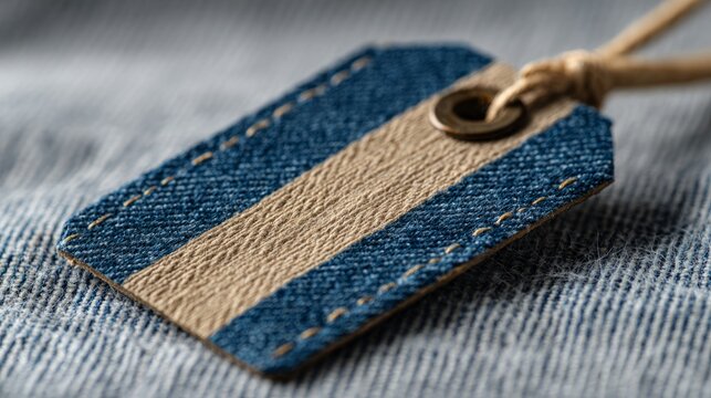 Denim Clothing Tag Mockup with Blank Label for Branding