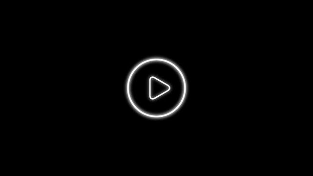 Minimalist white video play button icon on a black background 4k animation video ........