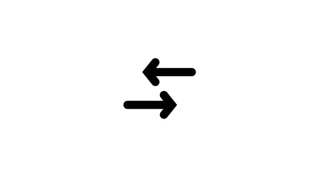Two animated white arrows on a black background.Arrow Wave Flow Animation 4k animation video