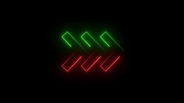 neon right arrow icon animation,Neon arrow doing direction information animation arrow animation on black background. 4k animation video ...