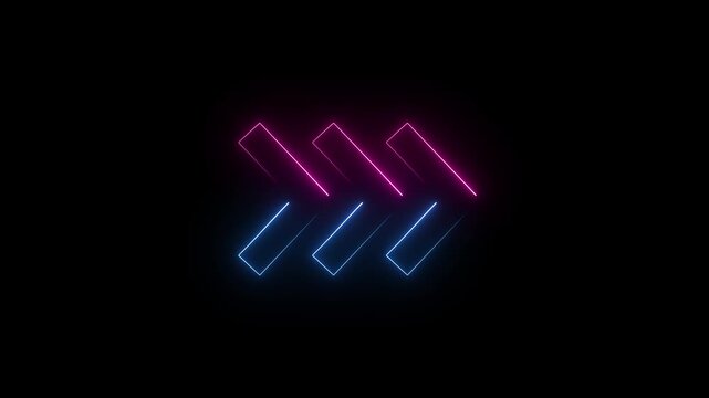 neon right arrow icon animation,Neon arrow doing direction information animation arrow animation on black background. 4k animation video ...
