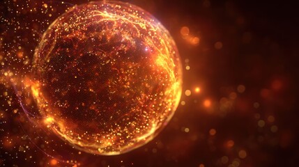 Obraz premium Glowing sphere with particles in space