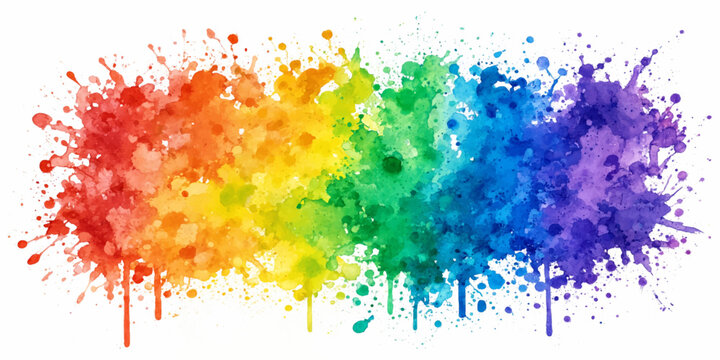 Abstract Colorful Watercolor Paint Splashes Background with Artistic Grunge Texture and Rainbow Ink Design