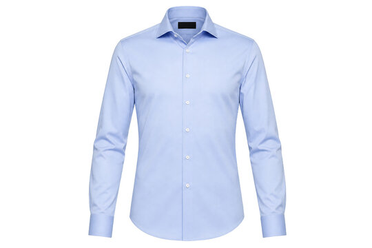 A light blue dress shirt is shown on a transparent background.