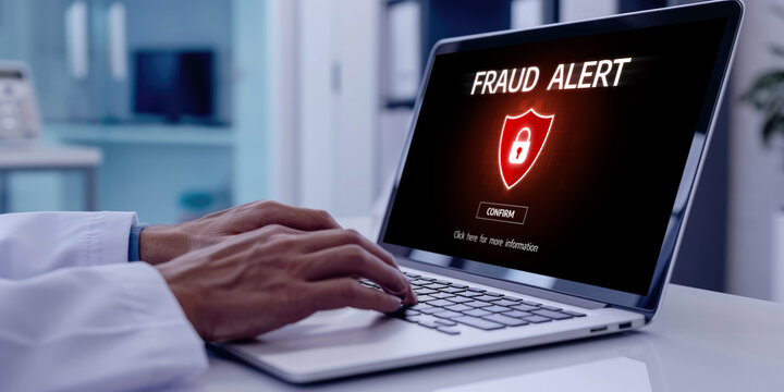 Cyber security software show alert of cyber attack for protection brisk. Danger from virus, phishing and cyber fraud.