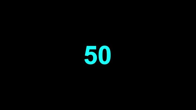 Countdown from 0 to 100 ,number counter. rendering, counting number. black background. animation