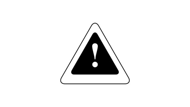 red alert icon warning sign, caution signal icon animation Isolated on White Background