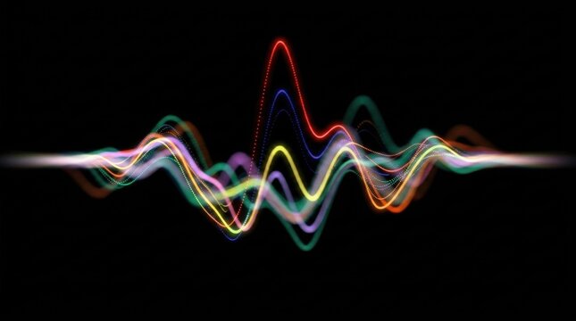 Neon heartbeat wave line on black monitor background with finance graph concept illustration
