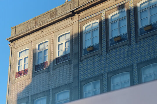 reflection of an habitation building in porto in portugal 