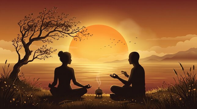 Guru Purnima with a guru isolated on white background