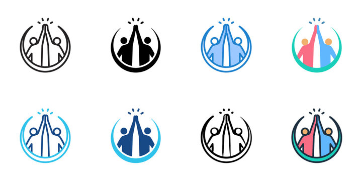 Buddy system icons set multiple style collection. Editable stroke 
