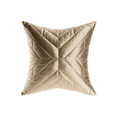 Naklejka premium Square gold velvet decorative pillow with quilted star pattern as PNG cutout