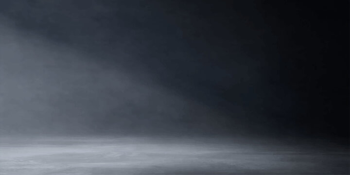 A dark and atmospheric scene illuminated by a single ray of light, casting a spotlight on a misty, smoky floor, evoking a sense of mystery and drama.