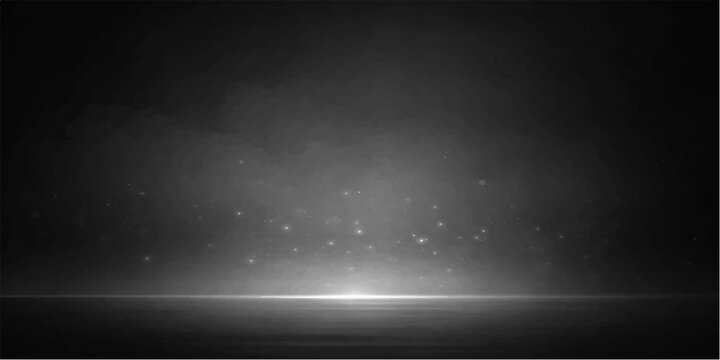 A dark, moody background with a bright spotlight on the floor, creating a dramatic and mysterious atmosphere with subtle glowing particles and smoke effects.