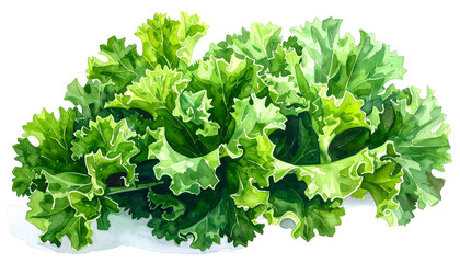 Obraz premium Parsley in a botanical watercolor illustration showcasing detailed ruffled green leaves creating a professional textured fresh kitchen art masterpiece atmosphere generative AI