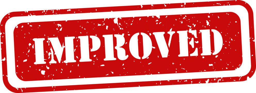 Red rubber stamp with 'improved' text isolated on white background quality assurance symbol