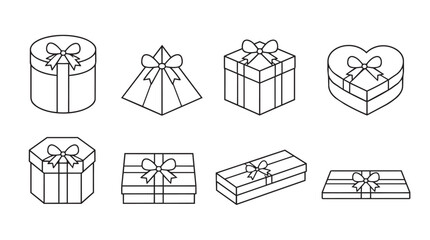 Obraz premium Set of various gift box icons with ribbons and bows