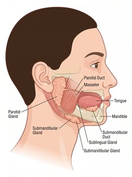 Anatomical illustration of a human head showing sinus and facial structures