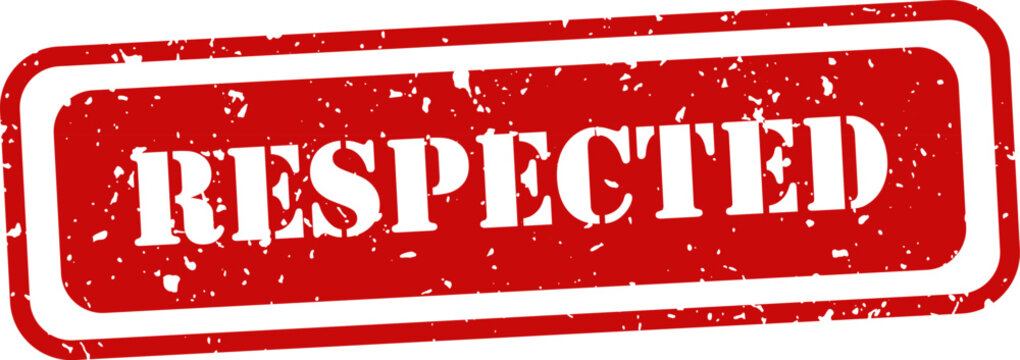 Red rubber stamp with the word 'respected' isolated on white background commercial use