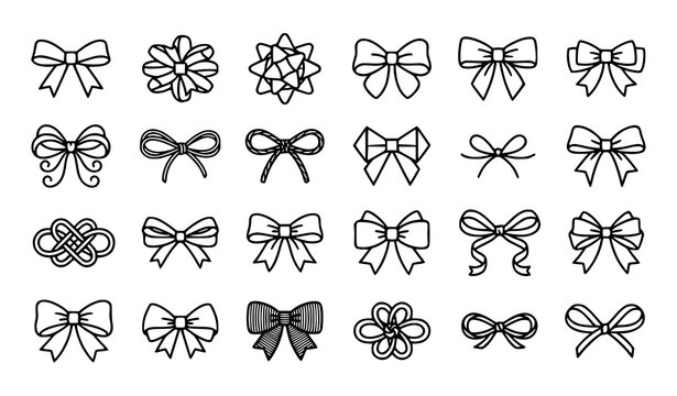 Collection of hand drawn ribbon bows