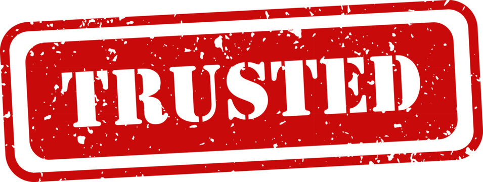 Red rubber stamp with the word 'trusted' isolated on a white background business approval concept