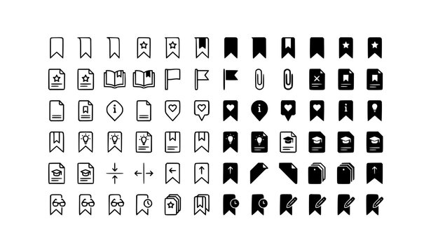 Collection of bookmark and ui icon elements