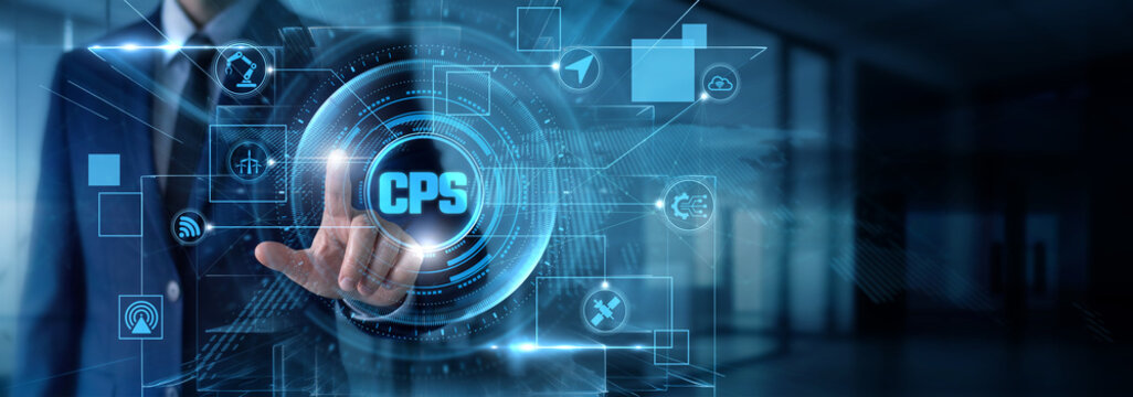 Systems Engineer touching CPS data and industrial internet of things, smart automation control, embedded computing network, physical machinery software sync.