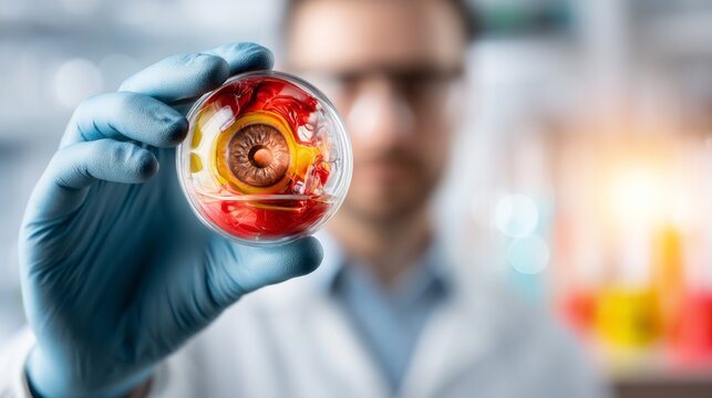 Scientist Holding a Petri Dish with Contaminated Sample in Laboratory Setting