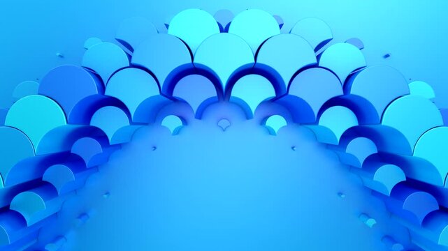 Geometric Shapes Form a Wave. Abstract motion, two color, 3d rendering, 4k resolution
