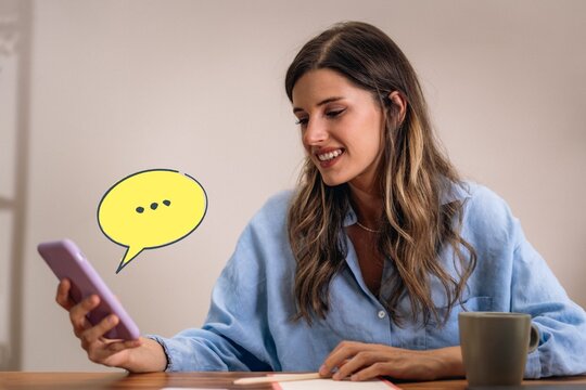 DSC03289. Engaged Mobile Chat Session in Home Office Setting Indicating Response Awaiting